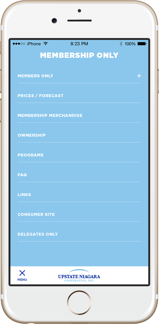 Upstate Niagara Cooperative - Membership iPhone Menu